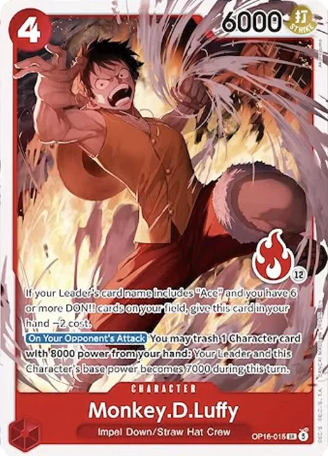 Monkey.D.Luffy Ace Deck OP16-015 One Piece card from Set Sail Deck Set