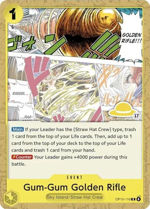 Gum-Gum Golden Rifle Luffy Deck OP15-116 One Piece card from Set Sail Deck Set