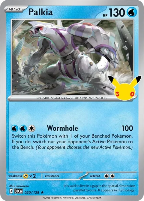 Palkia #020/128 Holofoil Pokémon card from 30th Celebration