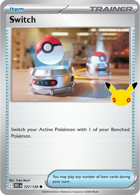 Switch #127/128 Holofoil Pokémon card from 30th Celebration