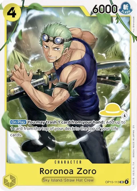 Roronoa Zoro Luffy Deck OP15-113 One Piece card from Set Sail Deck Set