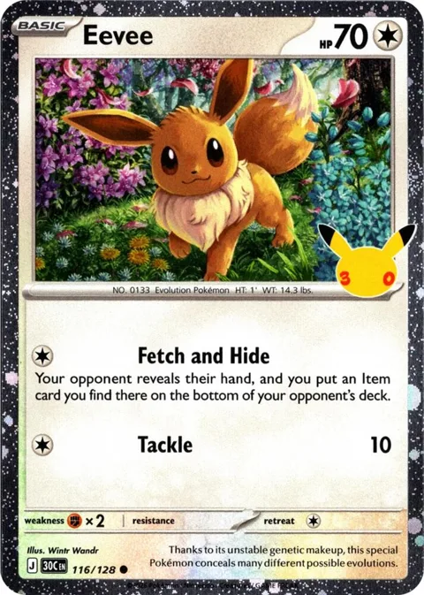 Eevee - 116/128 30th Celebration #116/128 Holofoil Pokémon card from Blister Exclusives