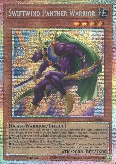 Swiftwind Panther Warrior Starlight Rare BETB-EN001 Yu-Gi-Oh card from Beyond the Brave