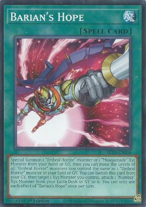 Barian's Hope BETB-EN056 Yu-Gi-Oh card from Beyond the Brave