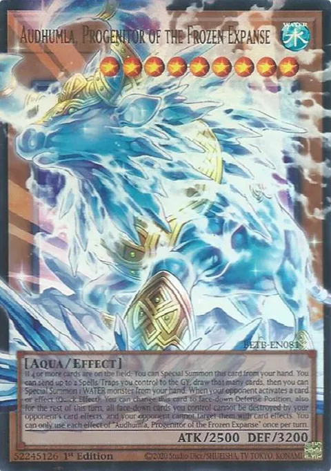 Audhumla, Progenitor of the Frozen Expanse Extended Art BETB-EN081 Yu-Gi-Oh card from Beyond the Brave