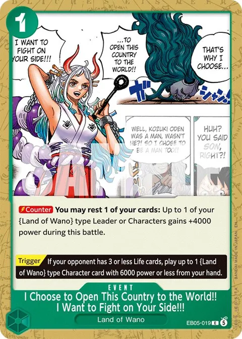 I Choose to Open This Country to the World!! I Want to Fight on Your Side!!! EB05-019 One Piece card from Extra Booster: One Piece Heroines Edition Vol. 2
