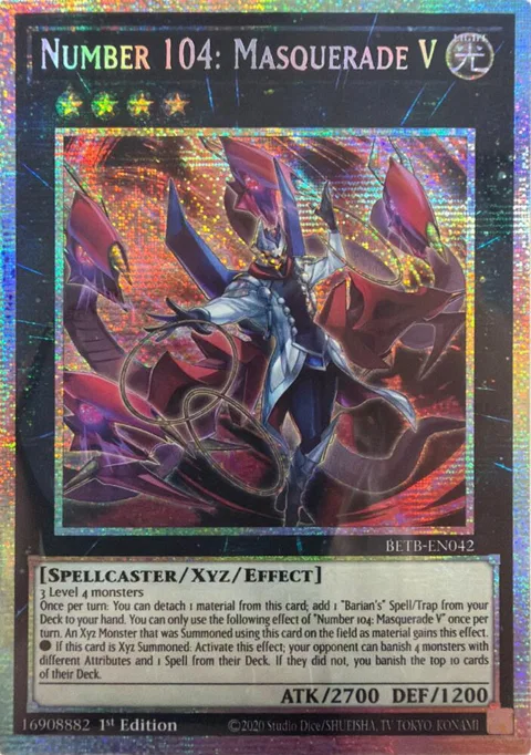 Number 104: Masquerade V Starlight Rare BETB-EN042 Yu-Gi-Oh card from Beyond the Brave