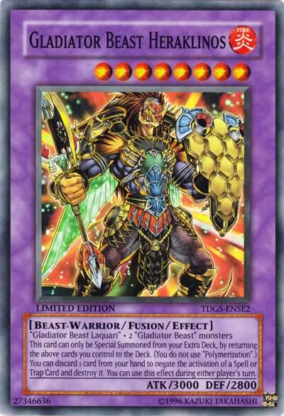 Gladiator Beast Heraklinos TDGS-ENSE2 Yu-Gi-Oh card from The Duelist Genesis
