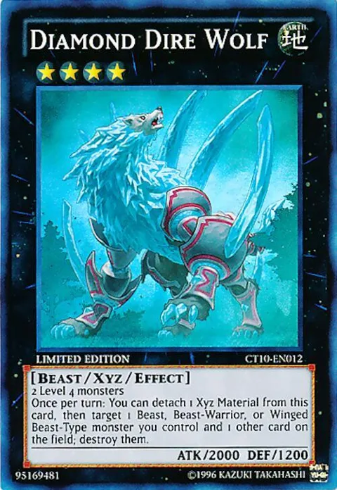 Diamond Dire Wolf CT10-EN012 Yu-Gi-Oh card from 2013 Collectors Tins