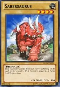Sabersaurus Green DL16-EN001 Yu-Gi-Oh card from Duelist League Promo