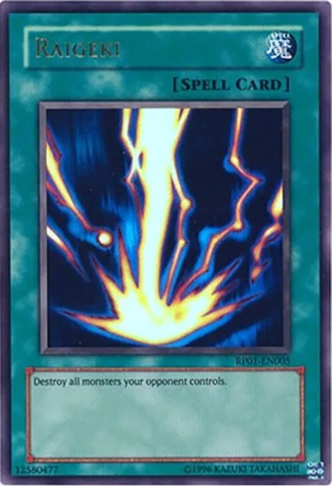 Raigeki RP01-EN005 RP01 Unlimited Ultra Rare Yu-Gi-Oh card from Retro Pack