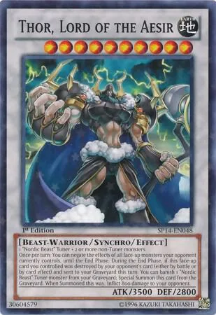 Thor, Lord of the Aesir Starfoil SP14-EN048 Yu-Gi-Oh card from Star Pack 2014