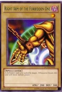 Right Arm of the Forbidden One Green DL11-EN004 Yu-Gi-Oh card from Duelist League Promo
