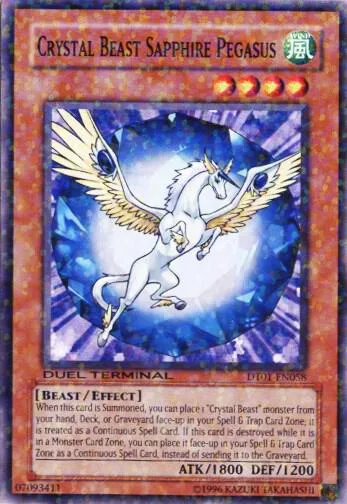 Crystal Beast Sapphire Pegasus DT01-EN058 Yu-Gi-Oh card from Duel Terminal 1