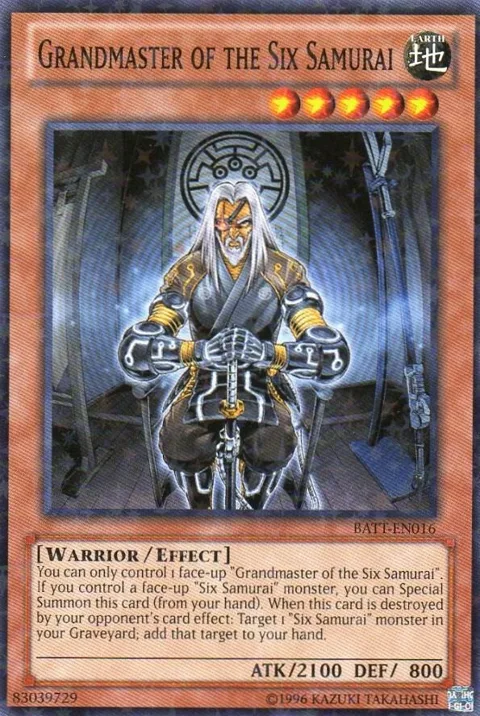 Grandmaster of the Six Samurai Starfoil BATT-EN016 Yu-Gi-Oh card from Battle Pack Tournament Prize Cards