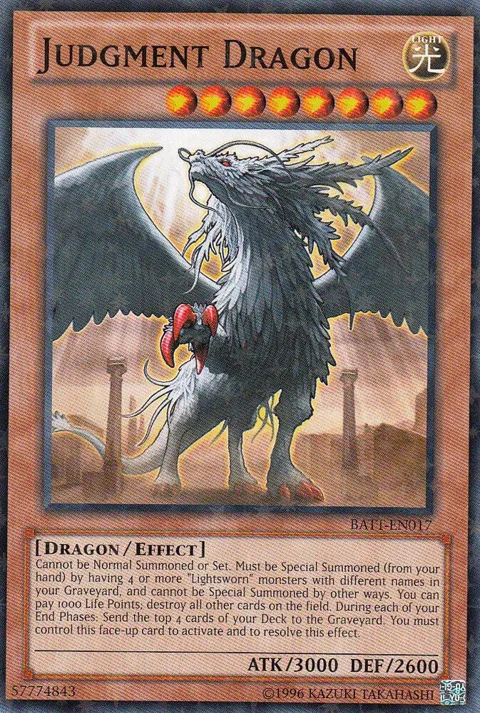 Judgment Dragon Starfoil BATT-EN017 Yu-Gi-Oh card from Battle Pack Tournament Prize Cards
