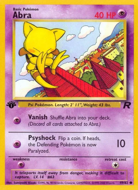 Abra #49/82 1st Edition Pokémon card from Team Rocket