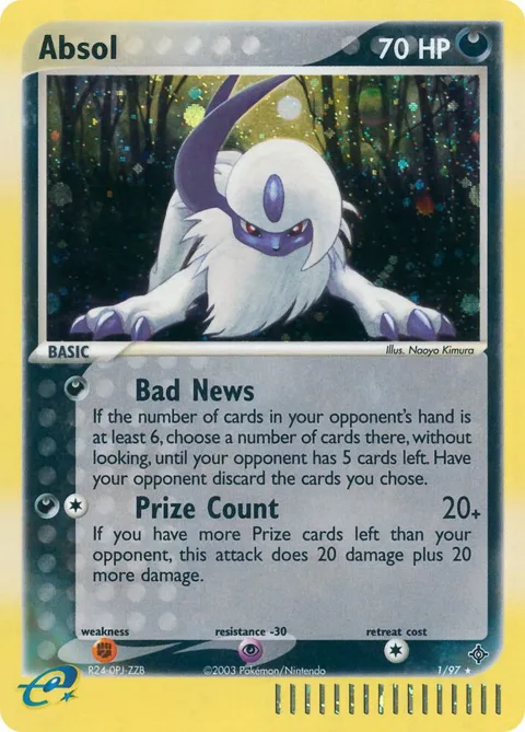 Absol #1/97 Holofoil Pokémon card from EX Dragon