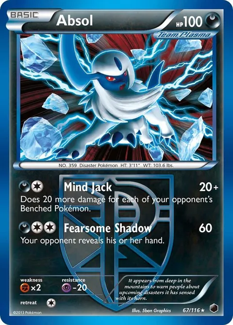 Absol Team Plasma #67/116 Reverse Holofoil Pokémon card from Plasma Freeze