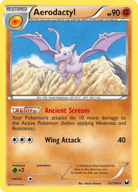 Aerodactyl #53/108 Reverse Holofoil Pokémon card from Dark Explorers