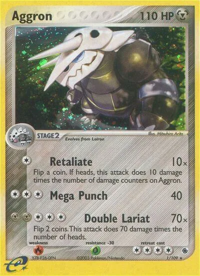 Aggron #1/109 Reverse Holofoil Pokémon card from EX Ruby and Sapphire