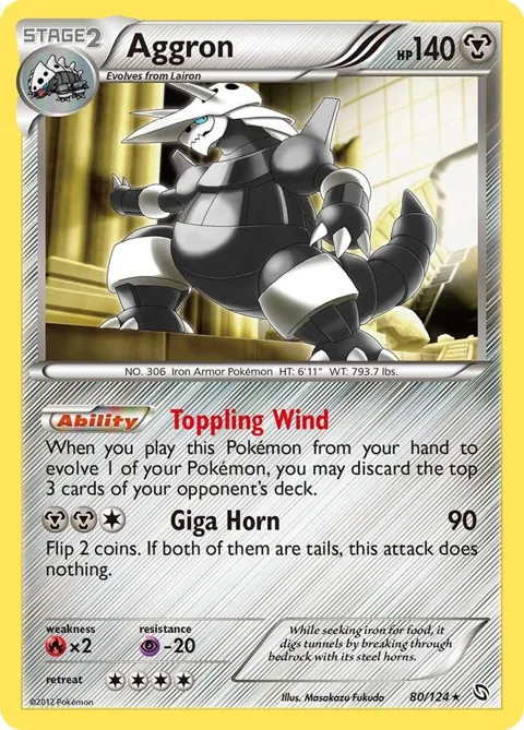 Aggron #80/124 Holofoil Pokémon card from Dragons Exalted