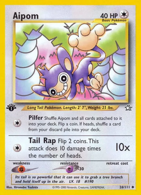 Aipom #026/111 Unlimited Pokémon card from Neo Genesis