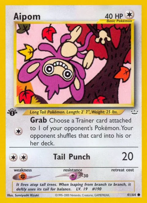Aipom #41/64 1st Edition Pokémon card from Neo Revelation