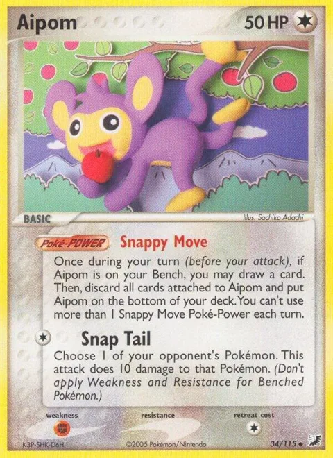 Aipom #34/115 Reverse Holofoil Pokémon card from EX Unseen Forces