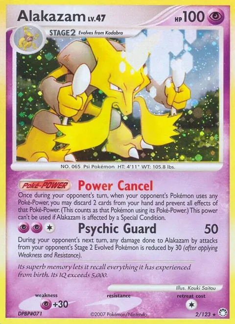 Alakazam #2/123 Holofoil Pokémon card from Mysterious Treasures
