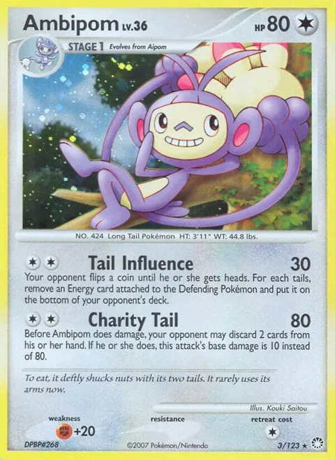 Ambipom #3/123 Reverse Holofoil Pokémon card from Mysterious Treasures