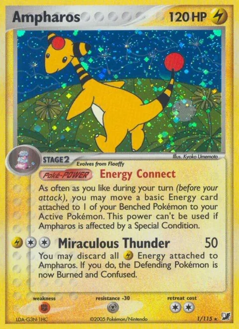 Ampharos #1/115 Holofoil Pokémon card from EX Unseen Forces