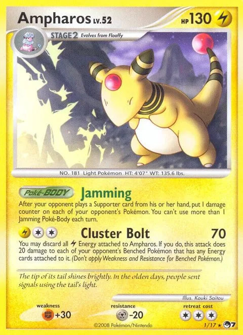 Ampharos #001/017 Holofoil Pokémon card from POP Series 7