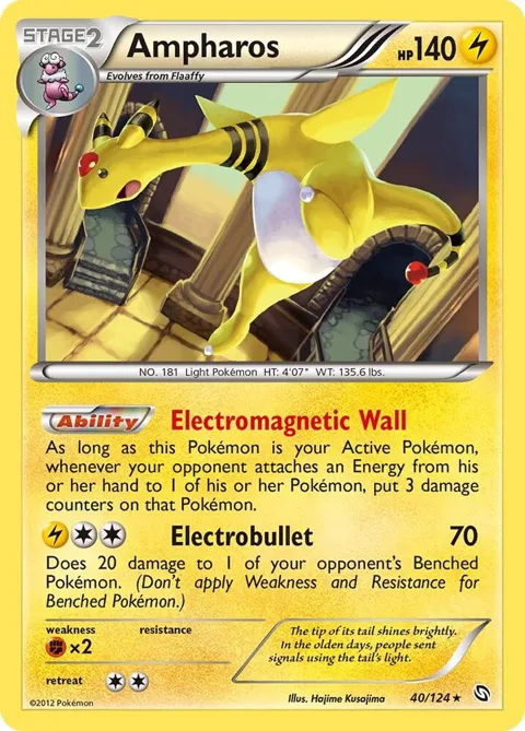 Ampharos #40/124 Reverse Holofoil Pokémon card from Dragons Exalted