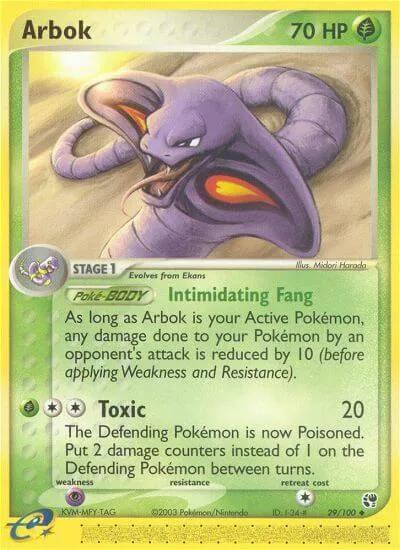 Arbok #29/100 Reverse Holofoil Pokémon card from EX Sandstorm