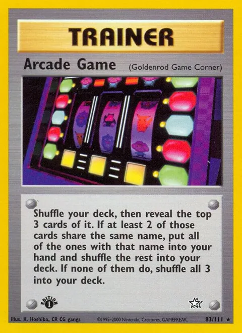 Arcade Game Goldenrod Game Corner #083/111 1st Edition Pokémon card from Neo Genesis