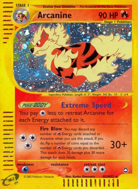 Arcanine H2 #H02/H32 Holofoil Pokémon card from Aquapolis