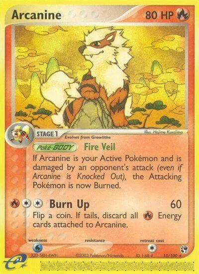 Arcanine #15/100 Reverse Holofoil Pokémon card from EX Sandstorm