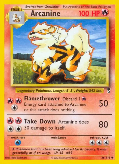 Arcanine #036/110 Reverse Holofoil Pokémon card from Legendary Collection