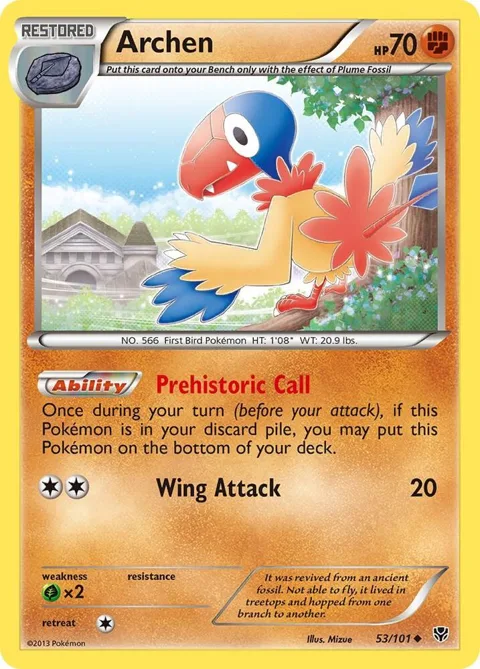 Archen #53/101 Reverse Holofoil Pokémon card from Plasma Blast