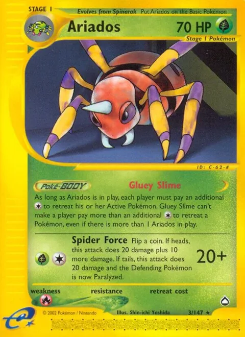 Ariados #003/147 Reverse Holofoil Pokémon card from Aquapolis