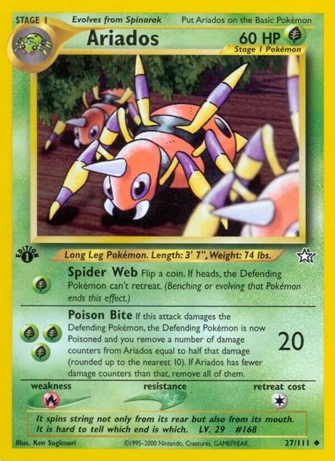 Ariados #027/111 1st Edition Pokémon card from Neo Genesis