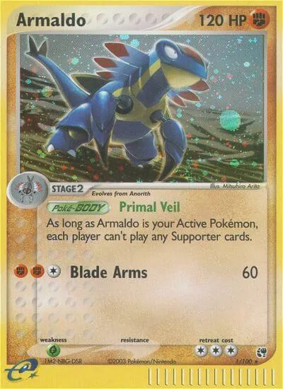Armaldo #1/100 Holofoil Pokémon card from EX Sandstorm