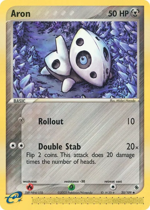 Aron #25/109 Pokémon card from EX Ruby and Sapphire