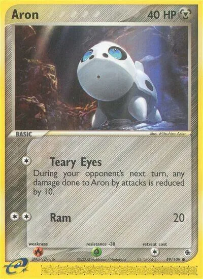 Aron #49/109 Reverse Holofoil Pokémon card from EX Ruby and Sapphire
