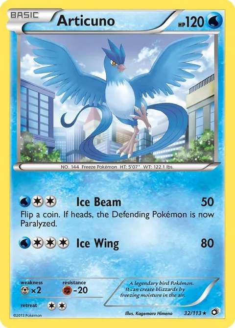 Articuno #32/113 Holofoil Pokémon card from Legendary Treasures