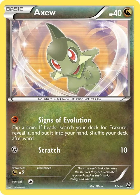 Axew 12 #12/20 Holofoil Pokémon card from Dragon Vault