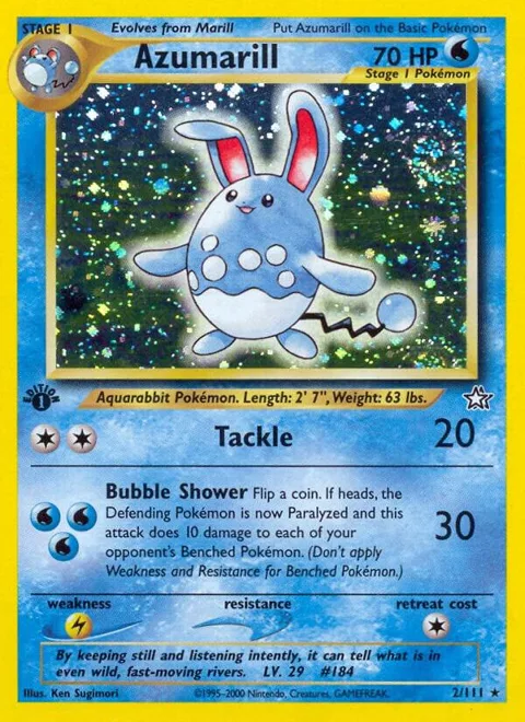 Azumarill #002/111 1st Edition Holofoil Pokémon card from Neo Genesis