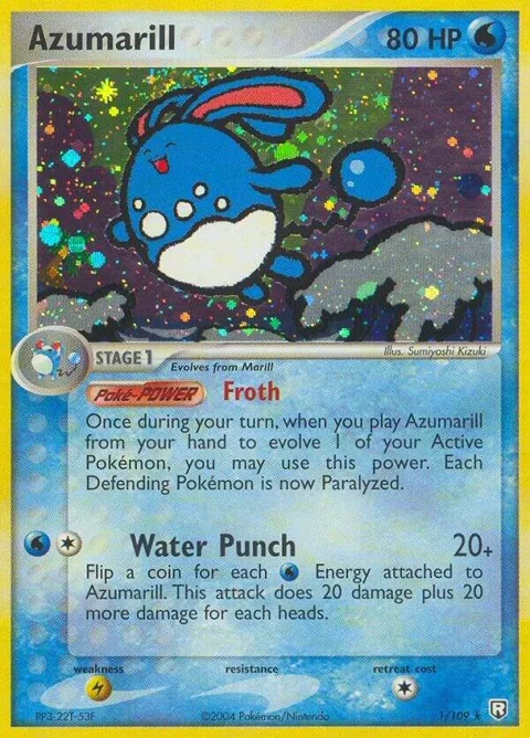 Azumarill #1/109 Holofoil Pokémon card from EX Team Rocket Returns