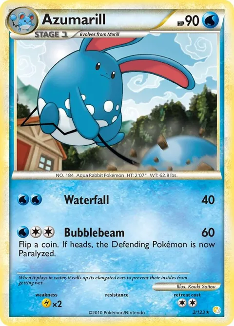 Azumarill #2/123 Reverse Holofoil Pokémon card from HeartGold SoulSilver